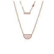 Collana Targhetta Dettaglio Pelle Fossil Marrone JF03135791