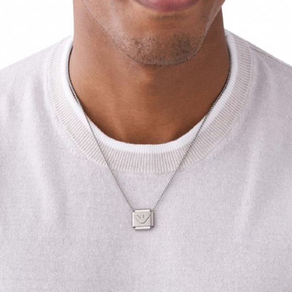 Collana Targhetta Logo Emporio Armani Acciaio Nero EGS2915040