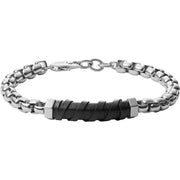 Collana Targhetta Sfaccettata Fossil Acciaio Nero JF03631040