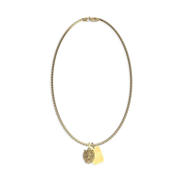 Guess Men's Simple Tag Necklace in Yellow Gold JUMN01300JWYGT-U