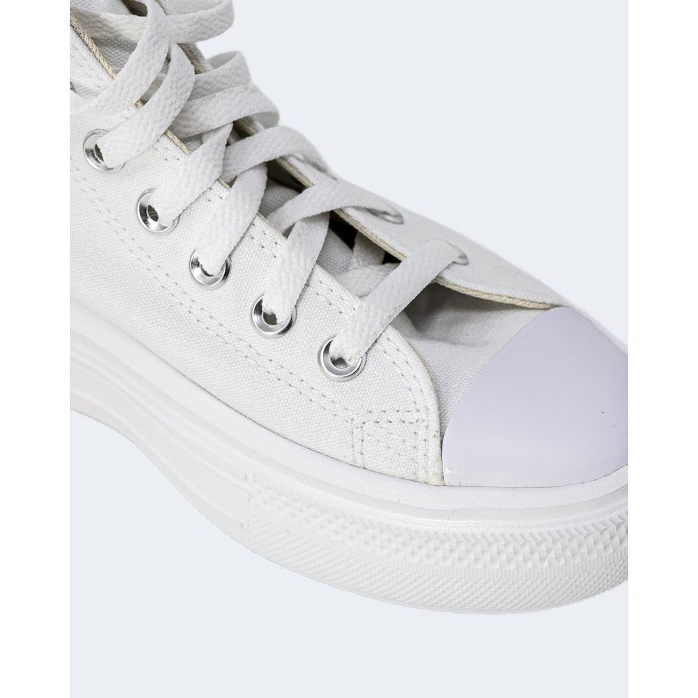 Converse White Cotton High Top Sneakers