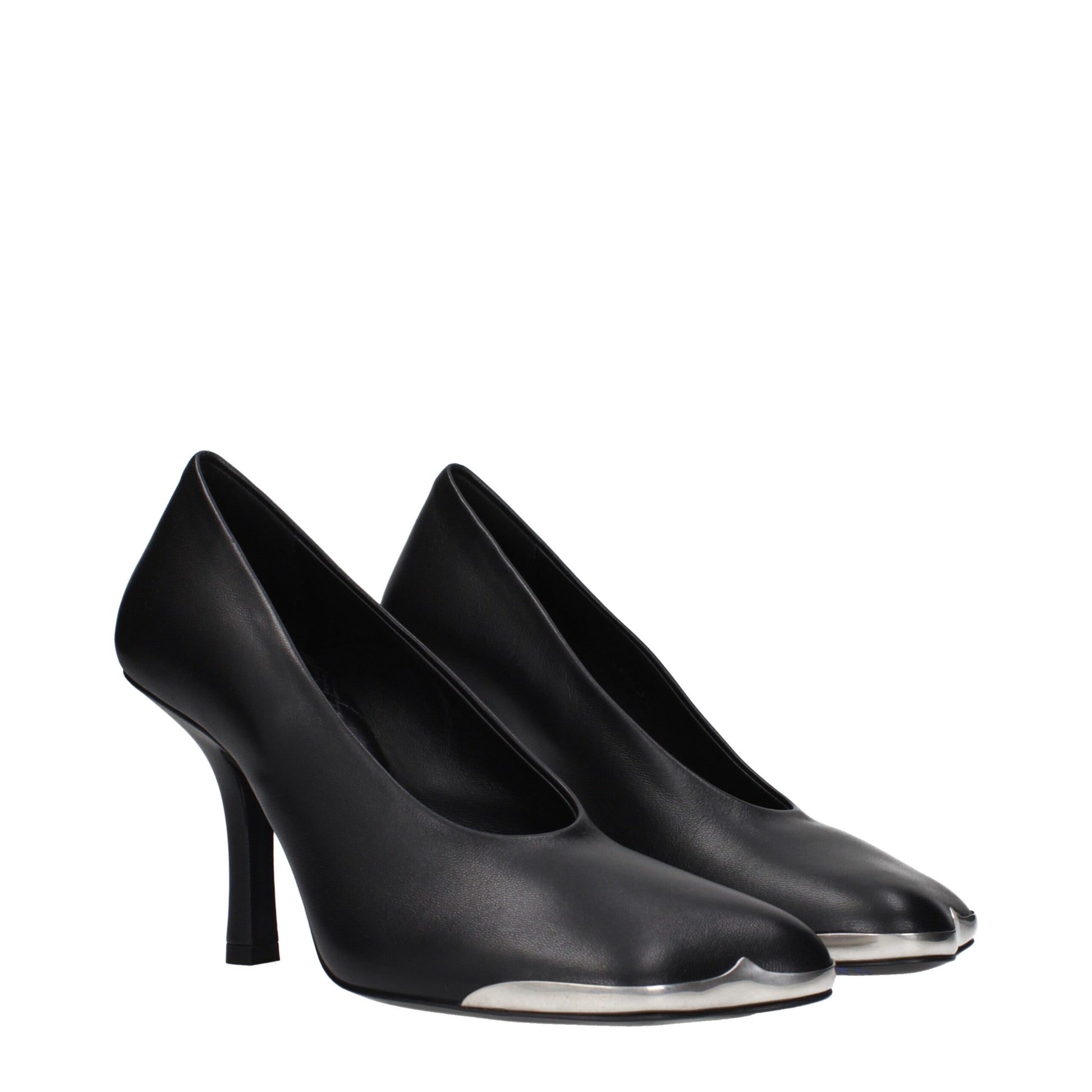 Décolleté Burberry in Pelle Nera, Stile Classico