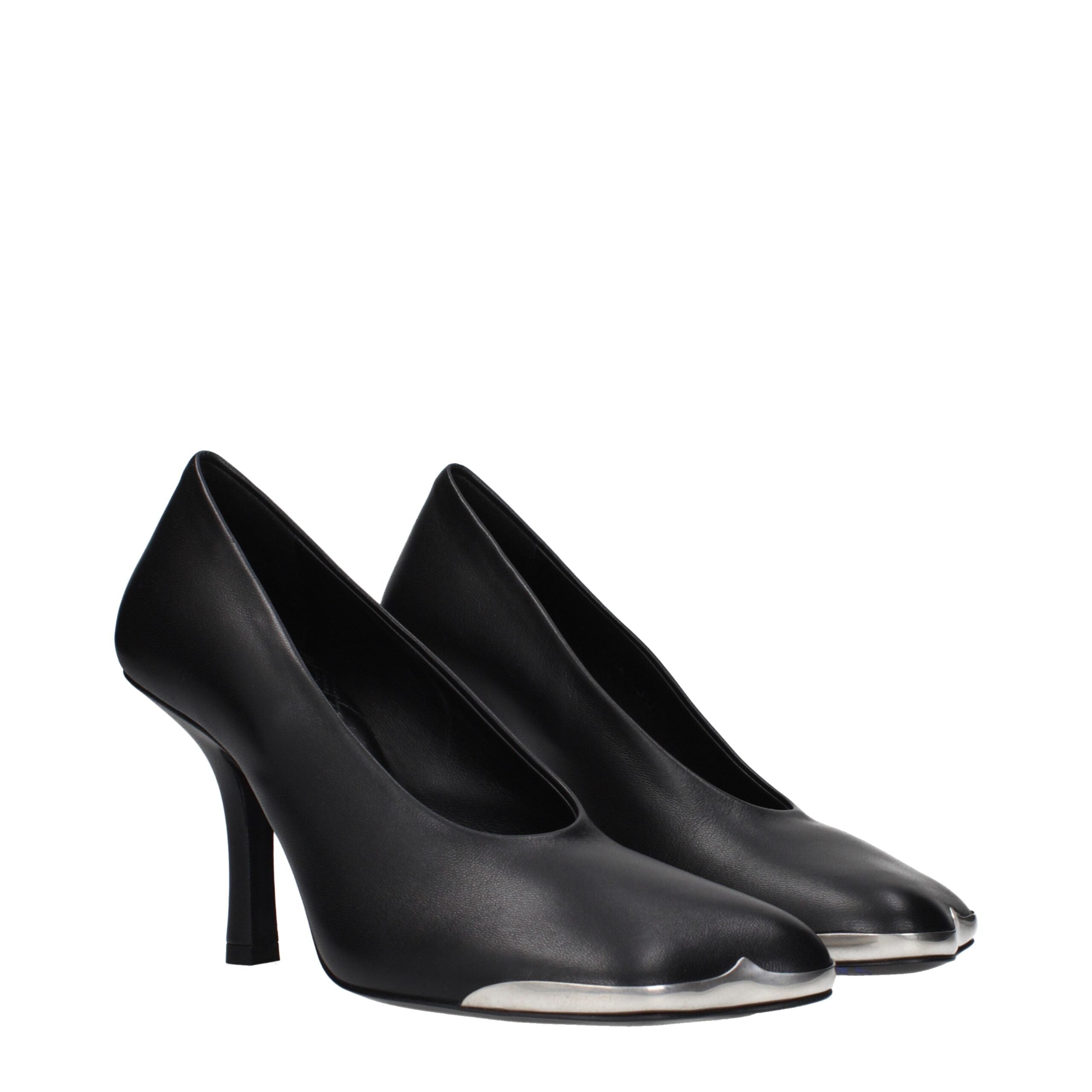 Décolleté Burberry in Pelle Nera, Stile Classico