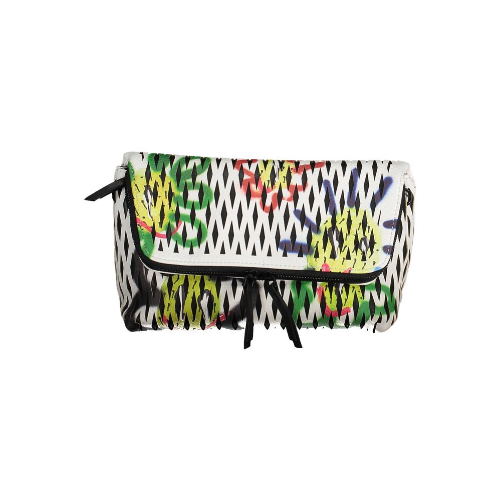 Desigual Borsa a Mano 3 Scomparti con Chiusura Zip e Magnete in Bianco