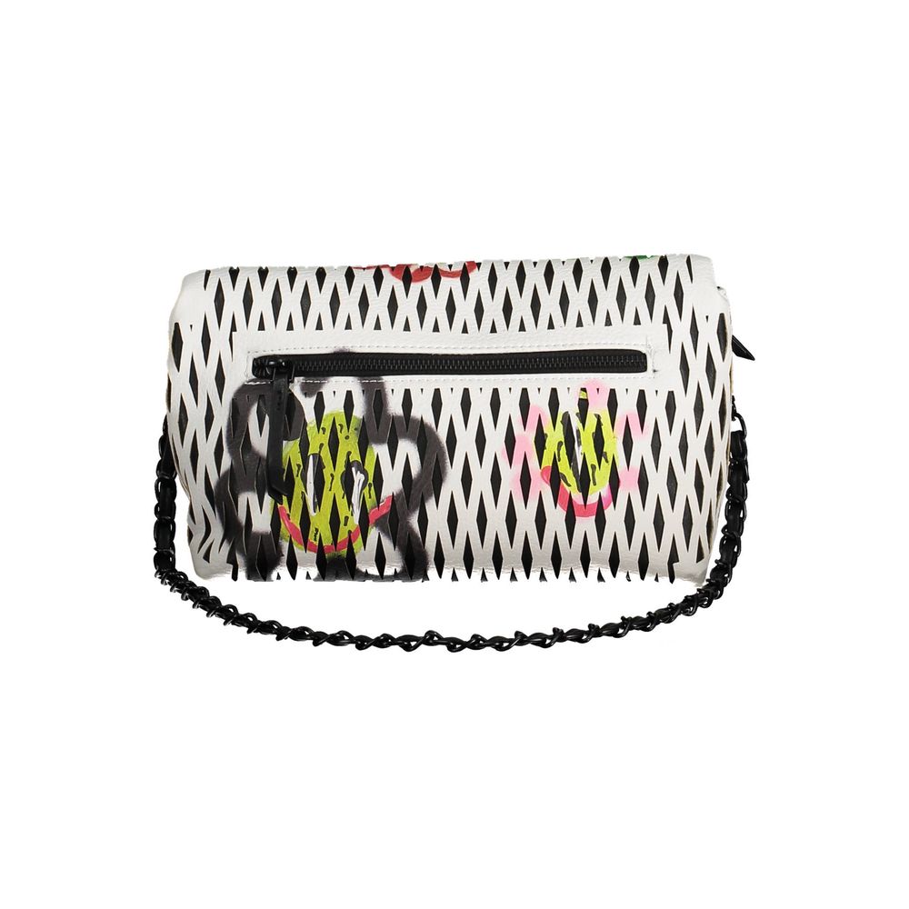 Desigual Borsa a Mano 3 Scomparti con Chiusura Zip e Magnete in Bianco