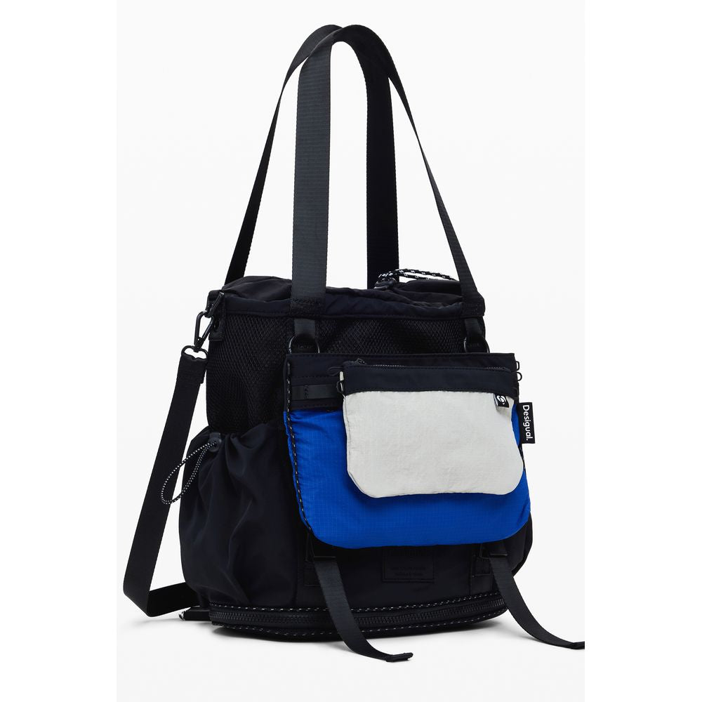 Desigual Borsa a Mano Convertibile in Zaino Multi-Tasche in Poliestere Nero
