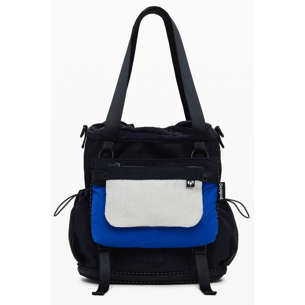 Desigual Borsa a Mano Convertibile in Zaino Multi-Tasche in Poliestere Nero