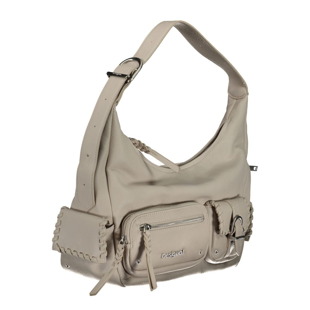 Desigual Borsa a Mano Multi-Tasche con Tracolla in Poliuretano Bianco