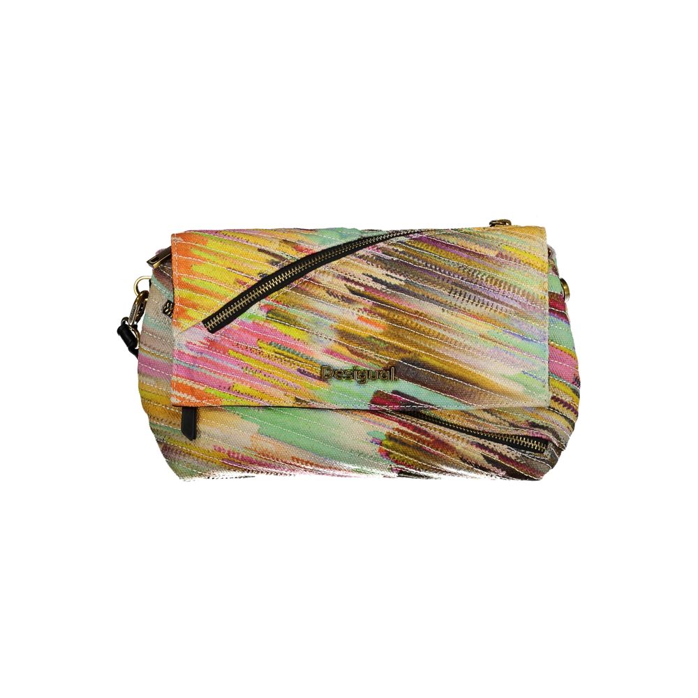 Desigual Borsa a Mano con 7 Tasche Esterne/Interne in Poliuretano Bianco