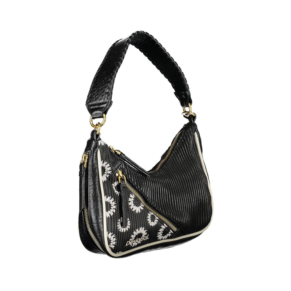 Desigual Borsa a Mano con Dettagli a Contrasto in Poliuretano Nero