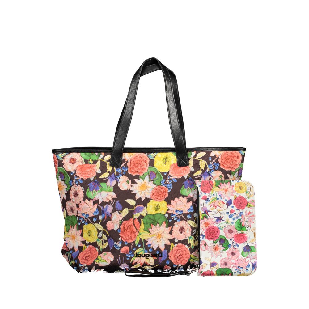 Desigual Borsa a Mano con Pochette Interna Removibile in Polietilene Nero