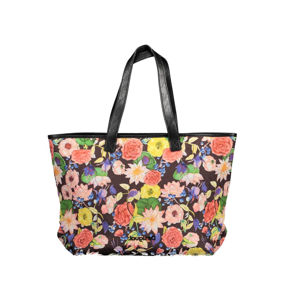Desigual Borsa a Mano con Pochette Interna Removibile in Polietilene Nero