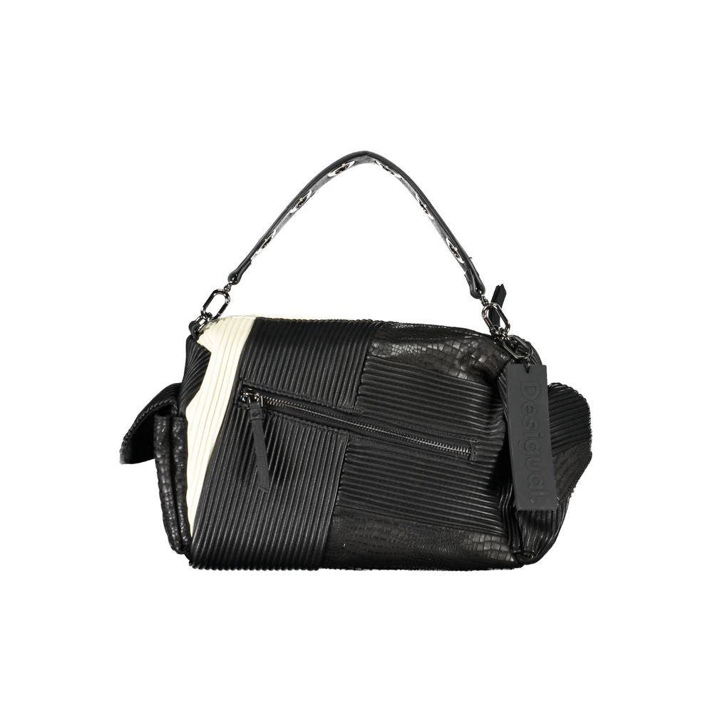 Desigual Borsa a Mano con Tasche Laterali in Poliuretano Nero
