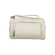 Desigual Borsa a Spalla con Catena Removibile in Poliuretano Bianco