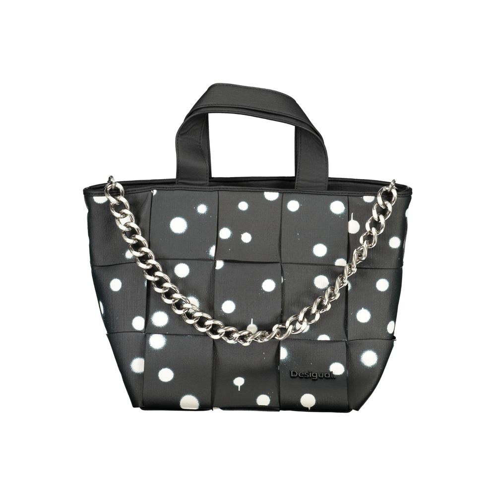 Desigual Borsa a Spalla con Tirante Zip Lungo in Poliuretano Bianco