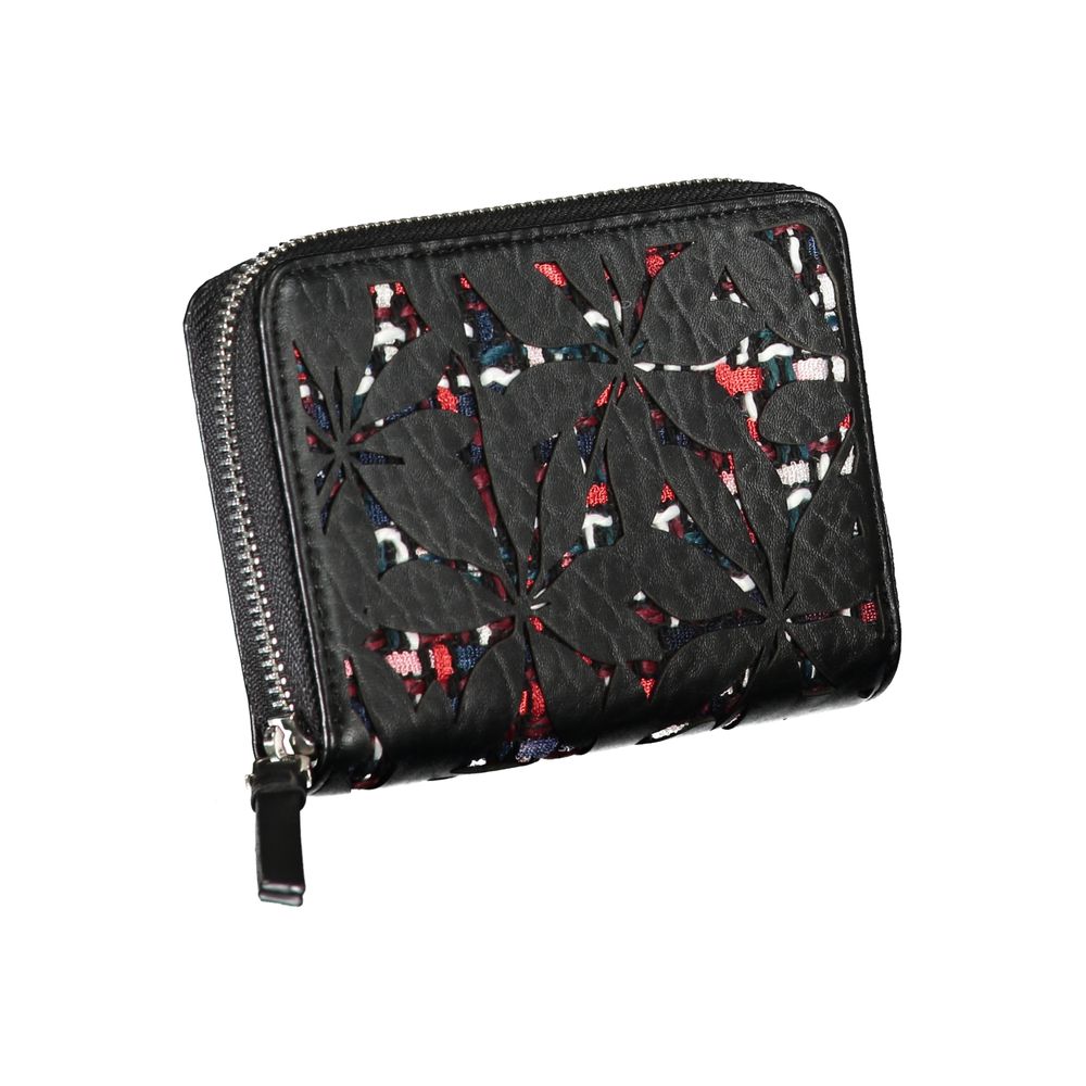 Desigual Portafoglio con Zip e Scomparti in Polietilene Nero