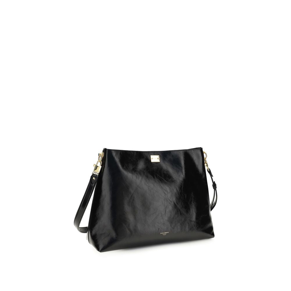 Dolce & Gabbana Black Calf Leather Bos Taurus Shoulder Bag