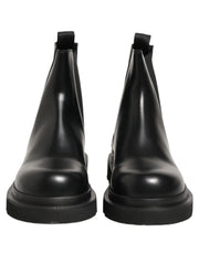 Dolce & Gabbana Black Chelsea Boots Leather Slip On Men Shoes