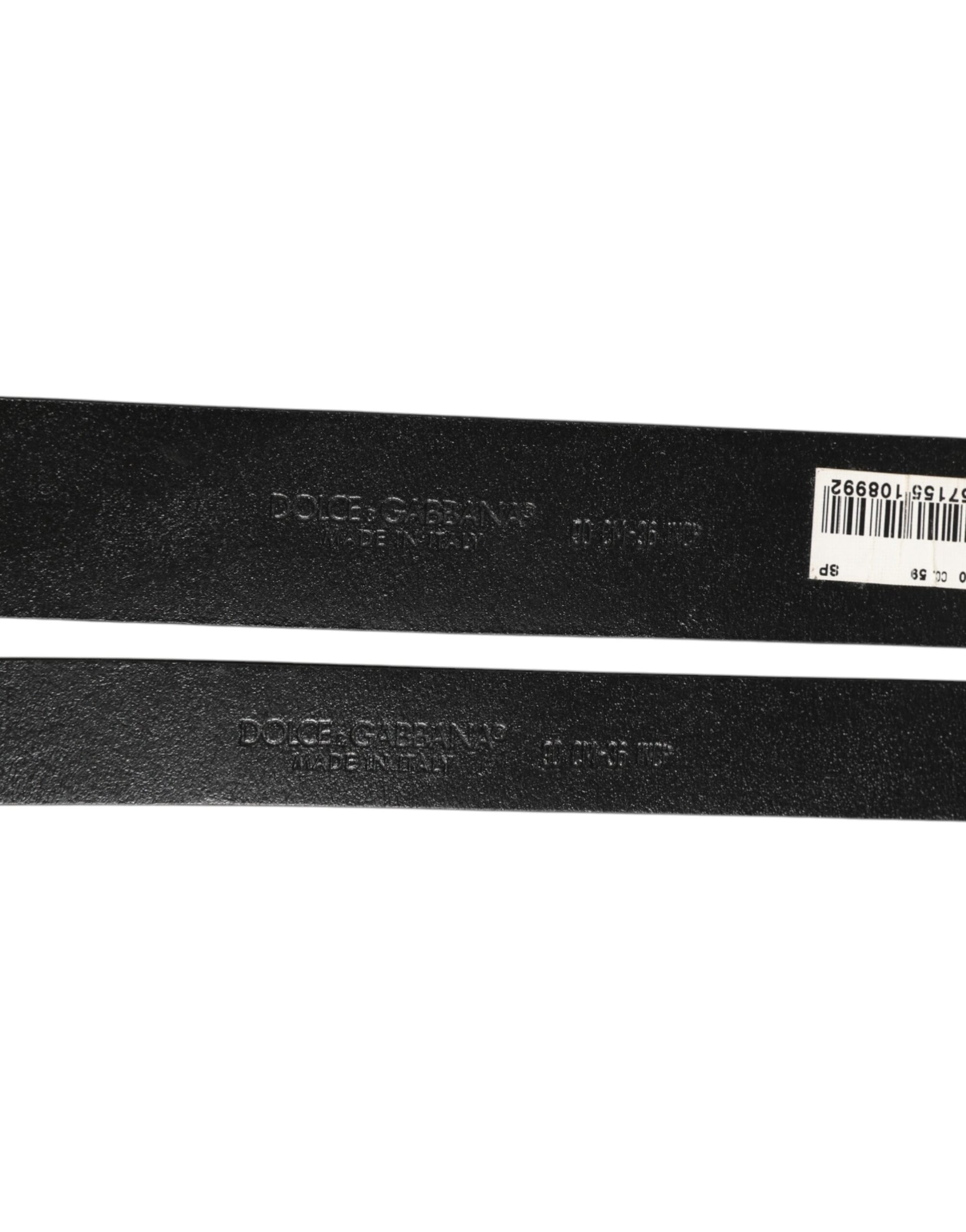 Dolce & Gabbana Black Double Strap Leather Silver Buckle Belt