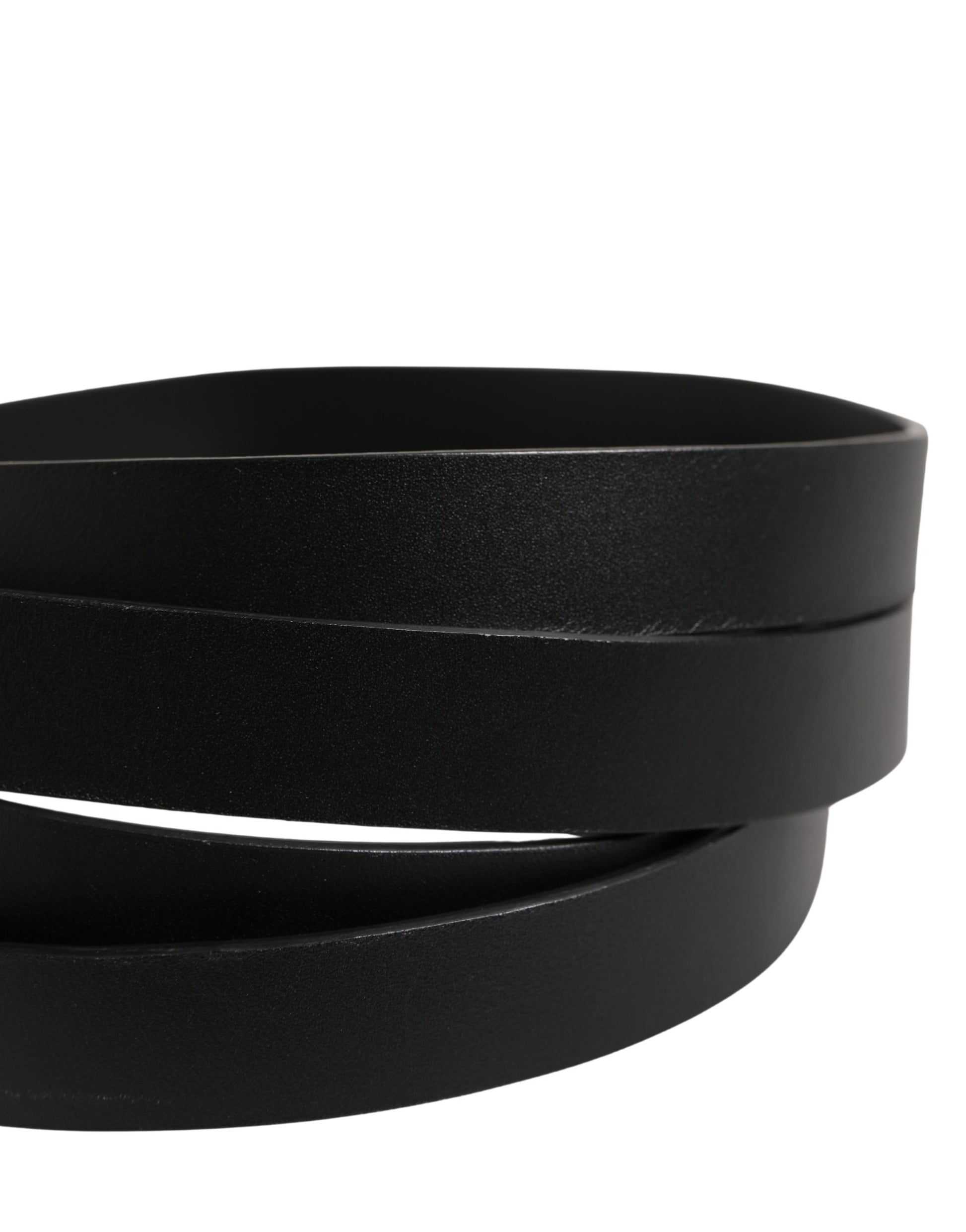 Dolce & Gabbana Black Double Strap Leather Silver Buckle Belt