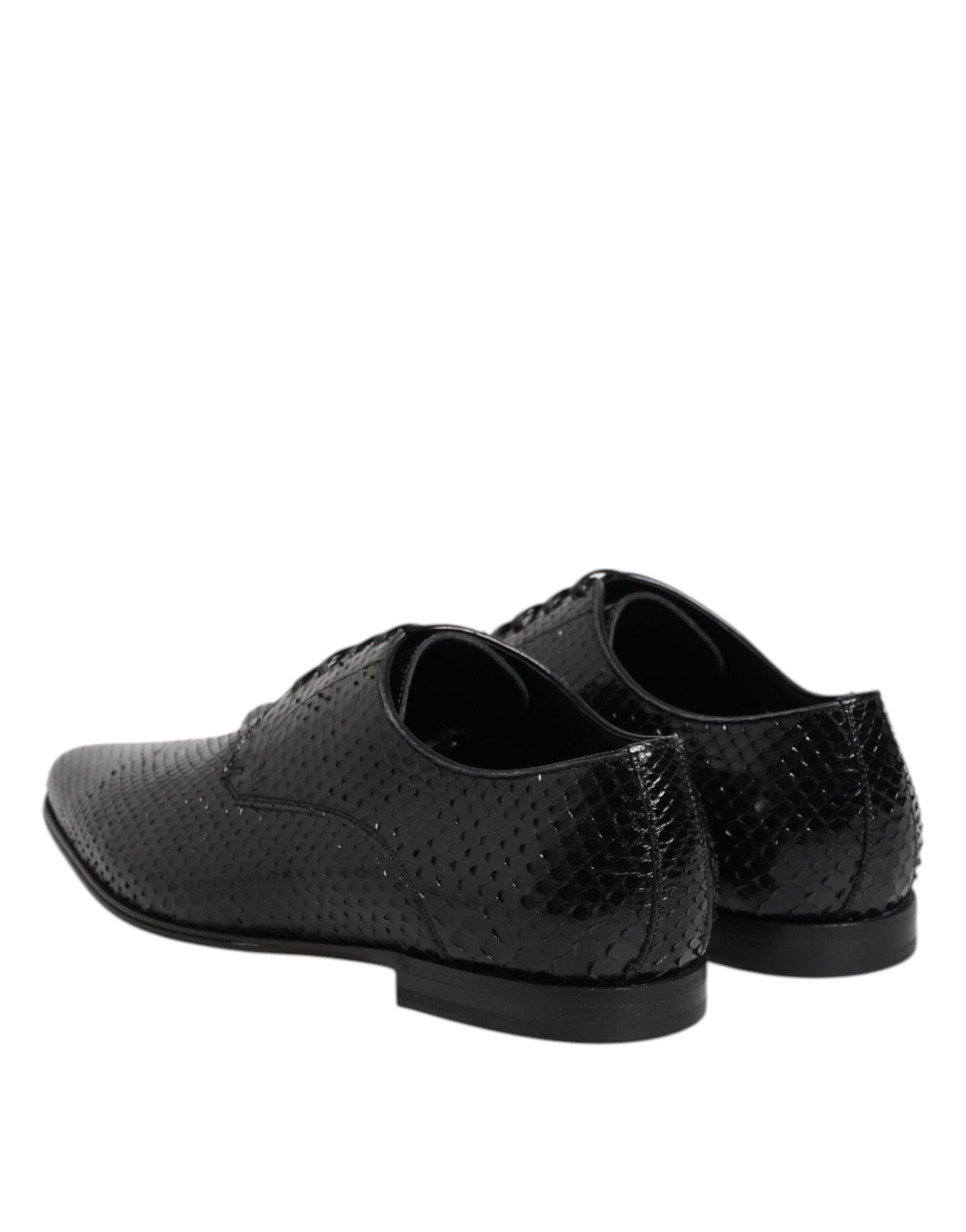 Dolce & Gabbana Black Exotic Leather Lace Up Derby Shoes
