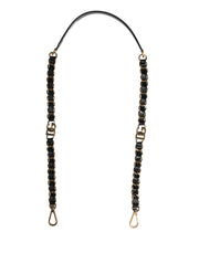 Dolce & Gabbana Black Leather Gold Chain Bag Accessory Shoulder Strap