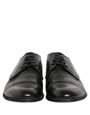Dolce & Gabbana Black Leather Men Derby Dress Formal Shoes