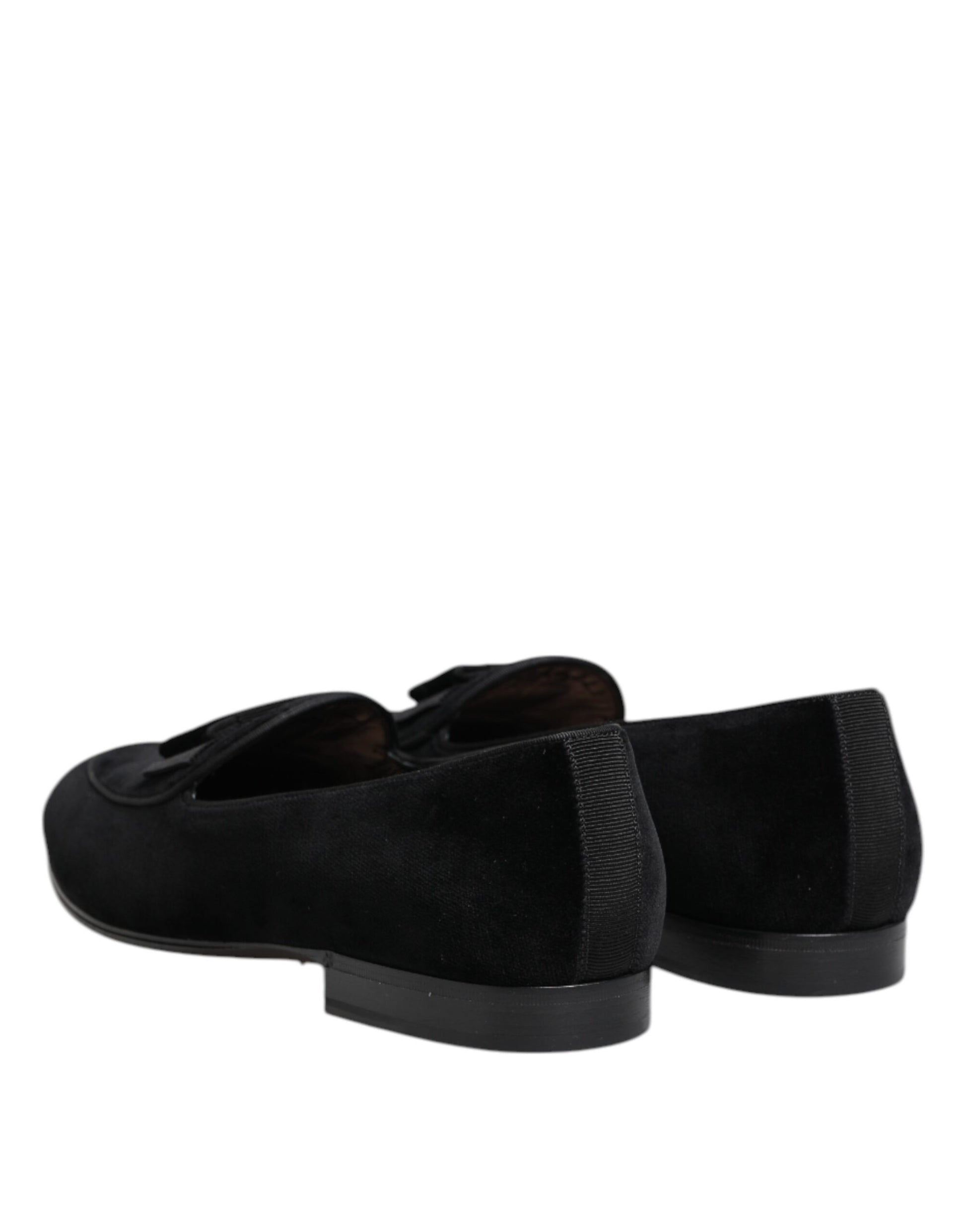 Dolce & Gabbana Black Velvet Loafers Formal Men Dress Shoes
