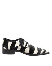 Dolce & Gabbana Black White Zebra Pony Fur Dress Shoes