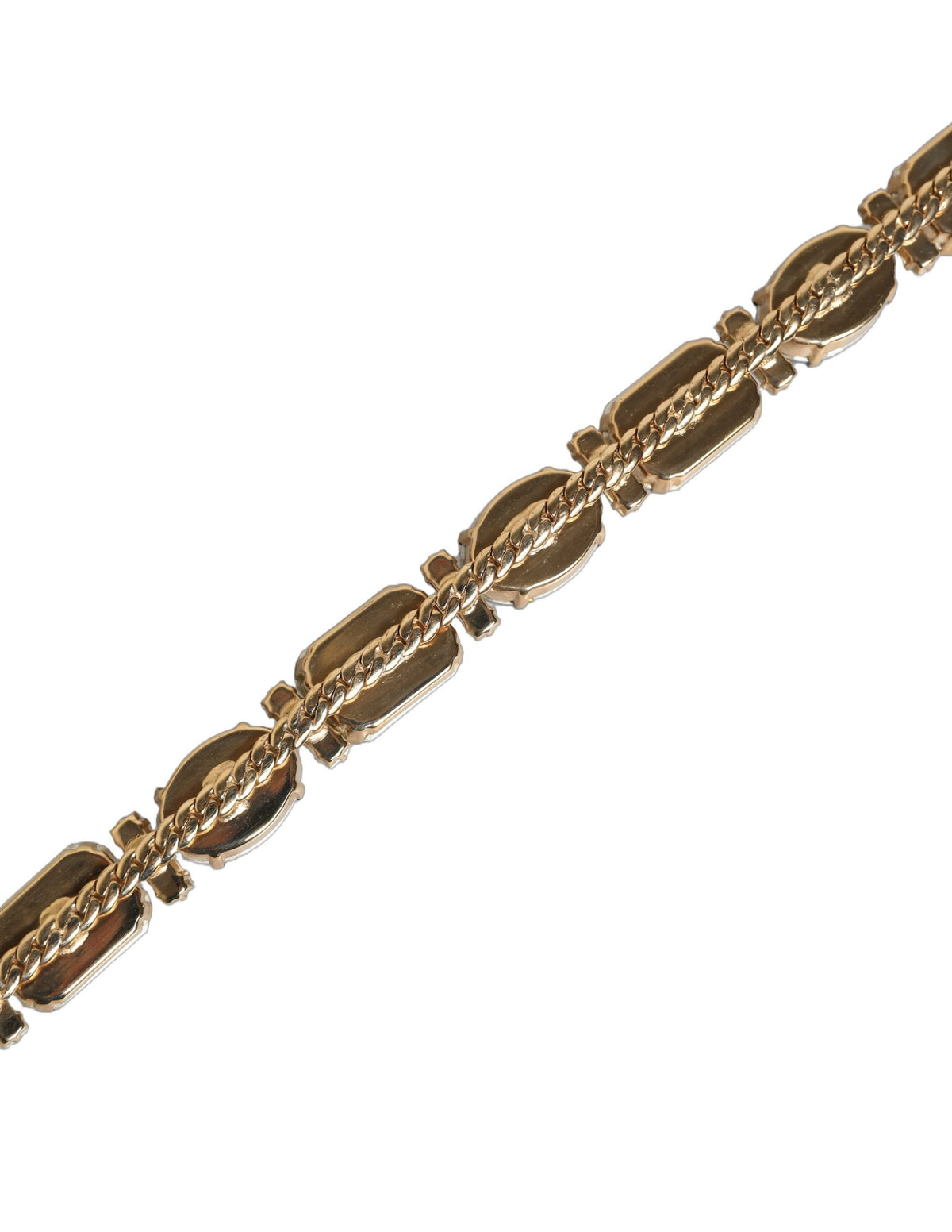 Dolce & Gabbana Blue Leather Crystal Chain Embellished Belt