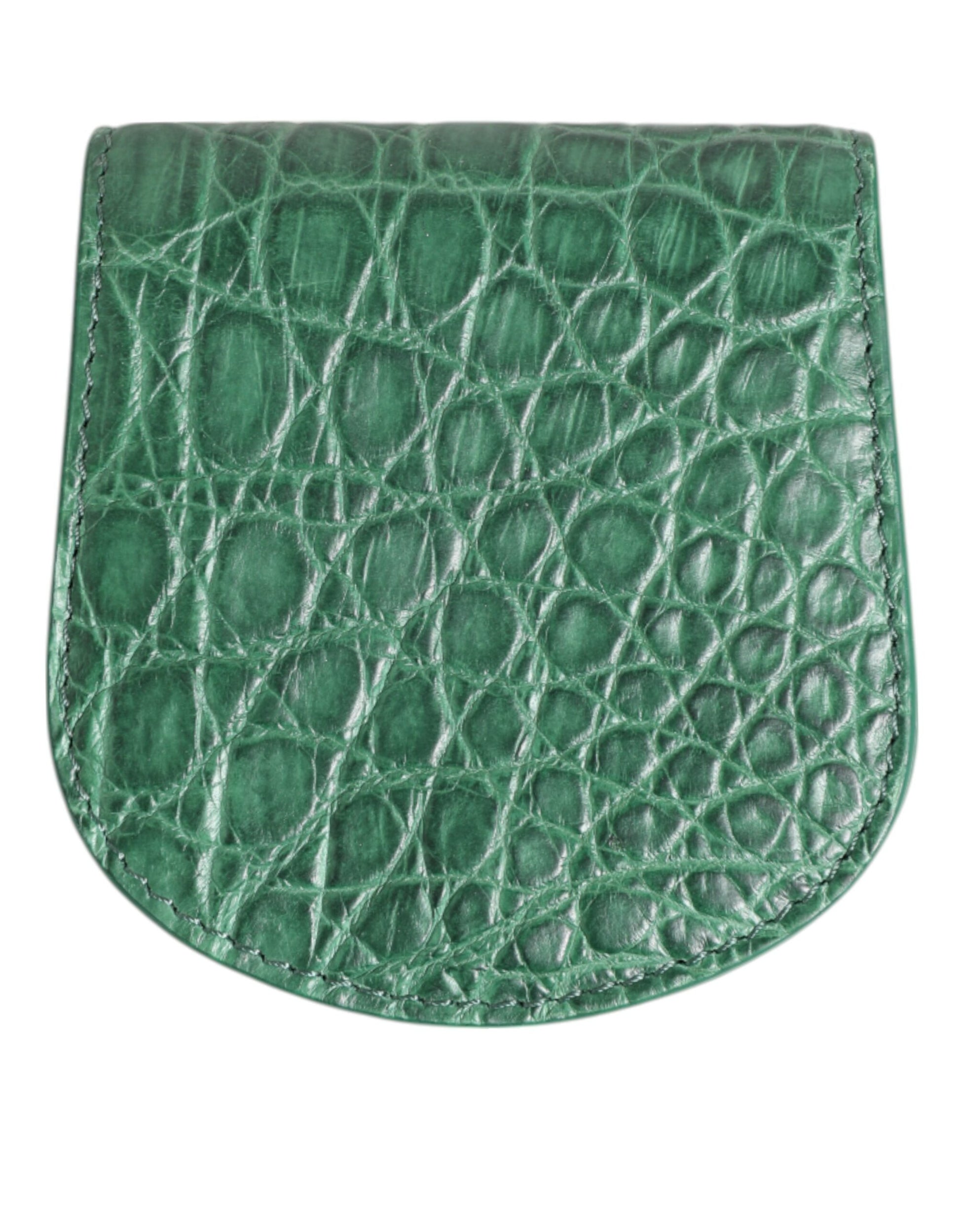 Dolce & Gabbana Green Exotic Skin Coin Condom Case Holder Pocket Wallet
