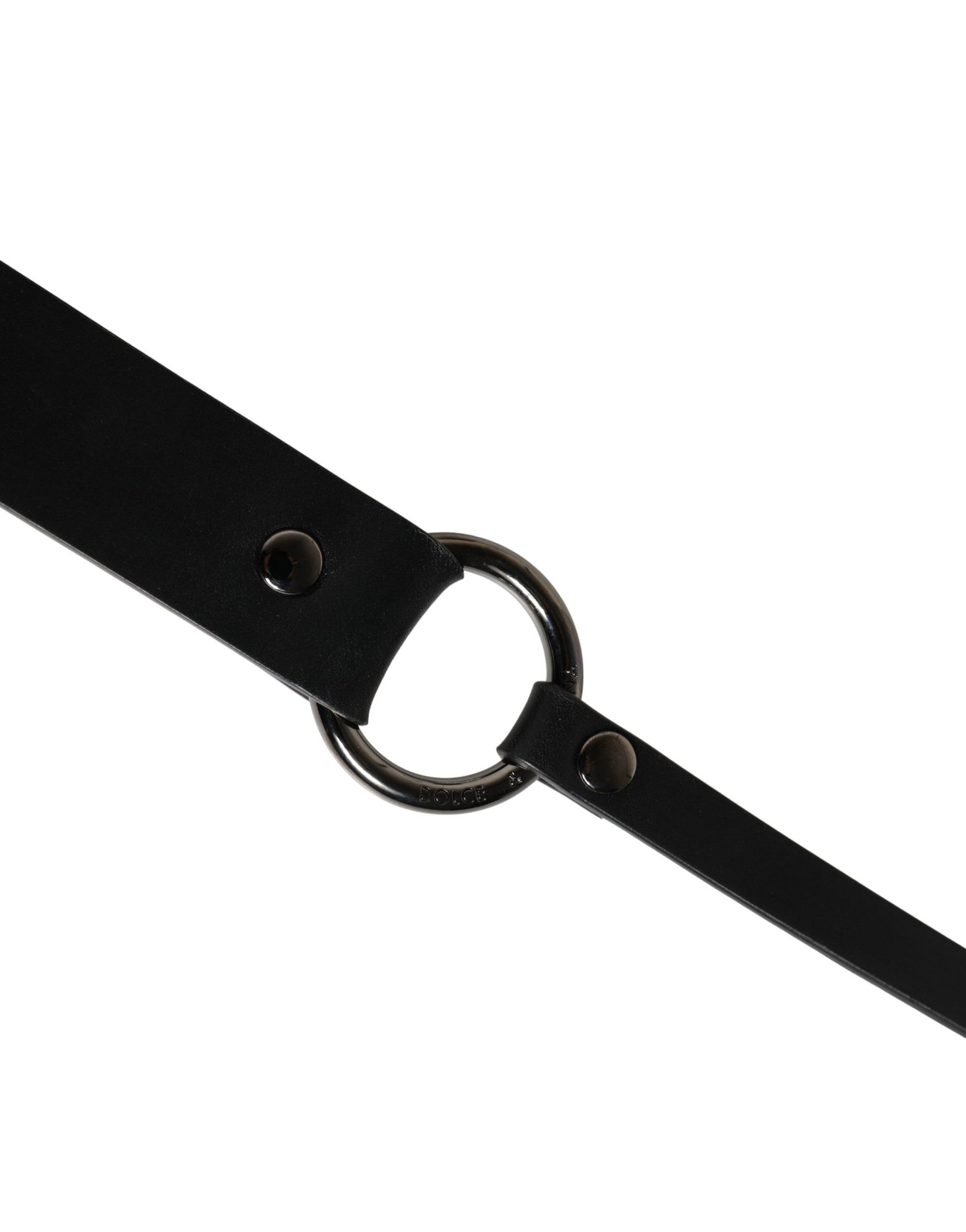 Dolce & Gabbana Men Black Calfskin Leather Metal Buckle Belt