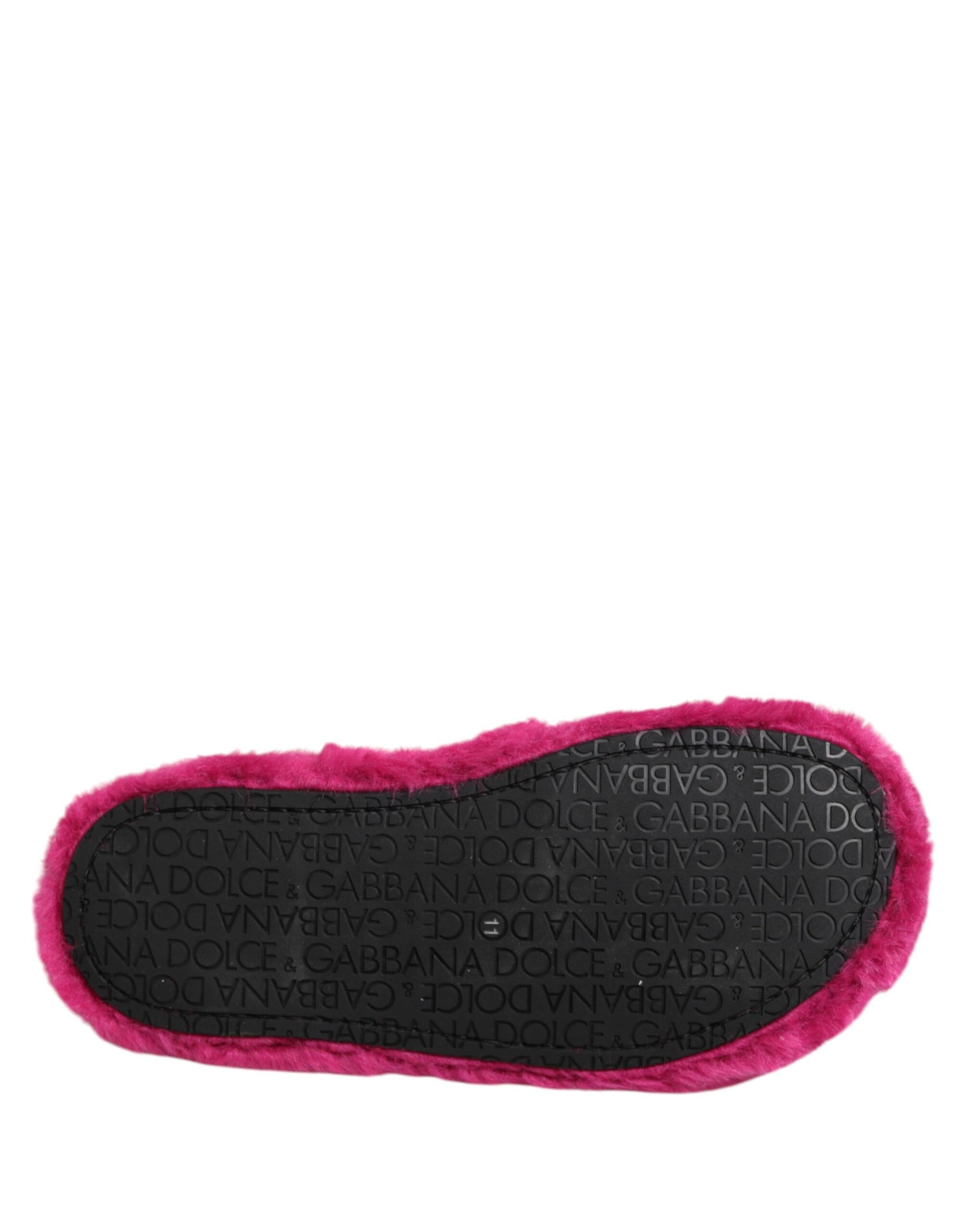 Dolce & Gabbana Pink Acrylic Faux Fur Mens Flats Sandals Shoes