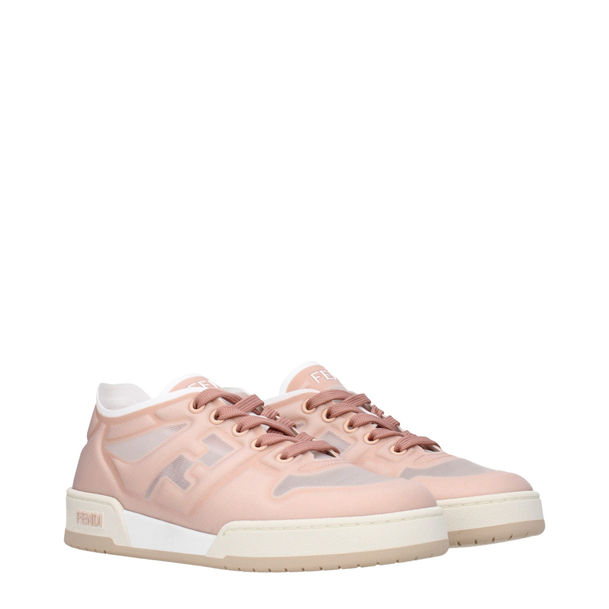 Fendi Sneakers Low Top in Rete Rosa con Dettagli Logo
