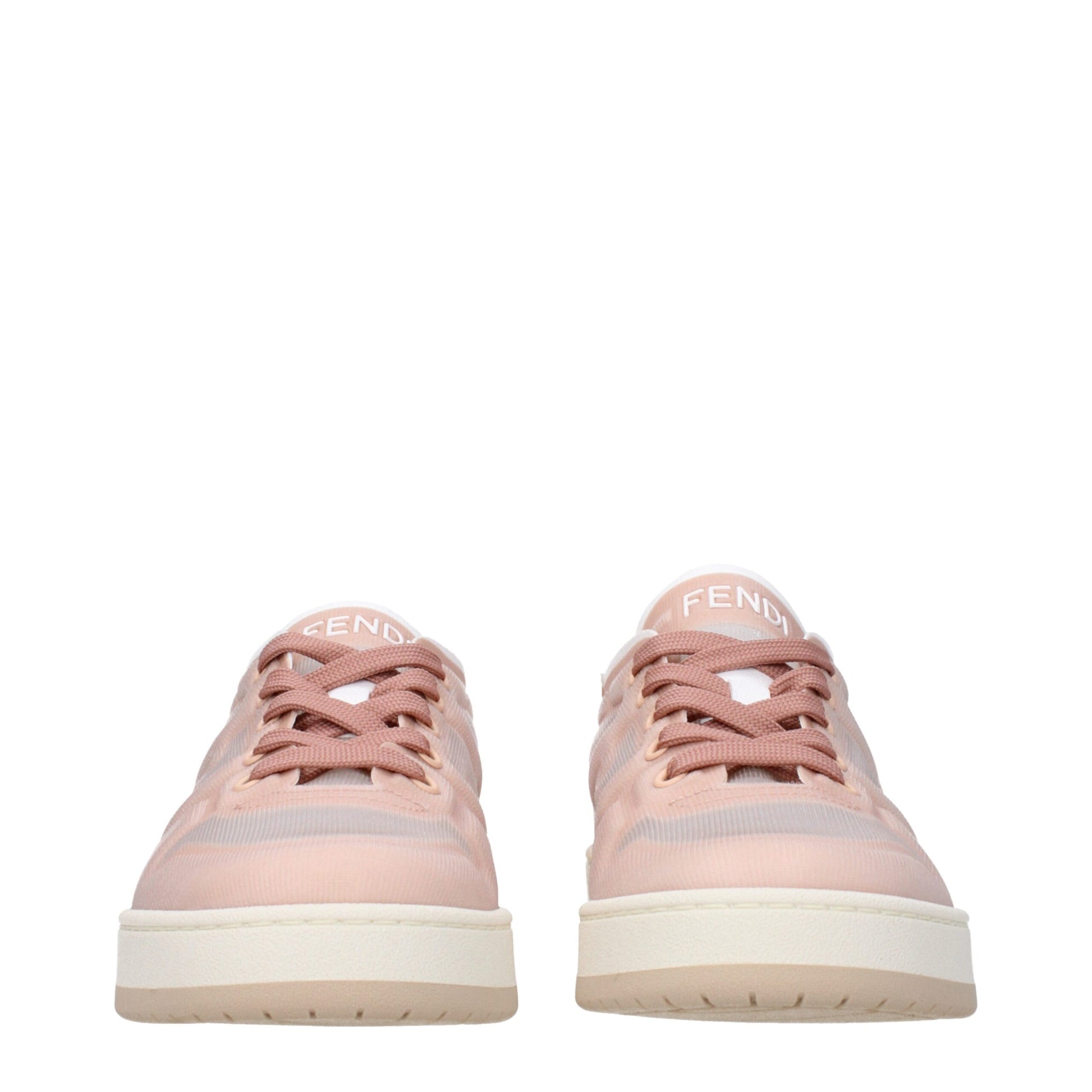 Fendi Sneakers Low Top in Rete Rosa con Dettagli Logo