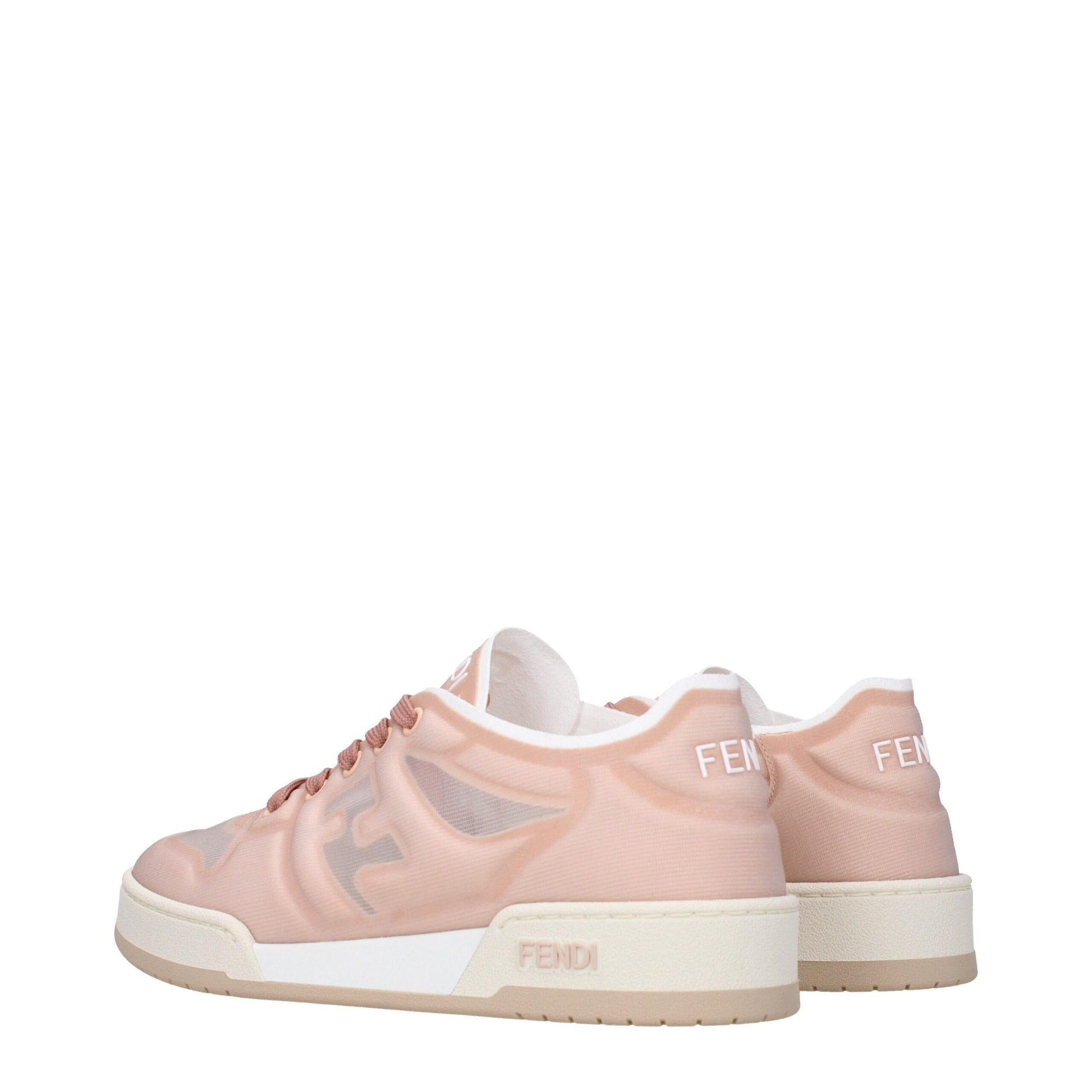 Fendi Sneakers Low Top in Rete Rosa con Dettagli Logo
