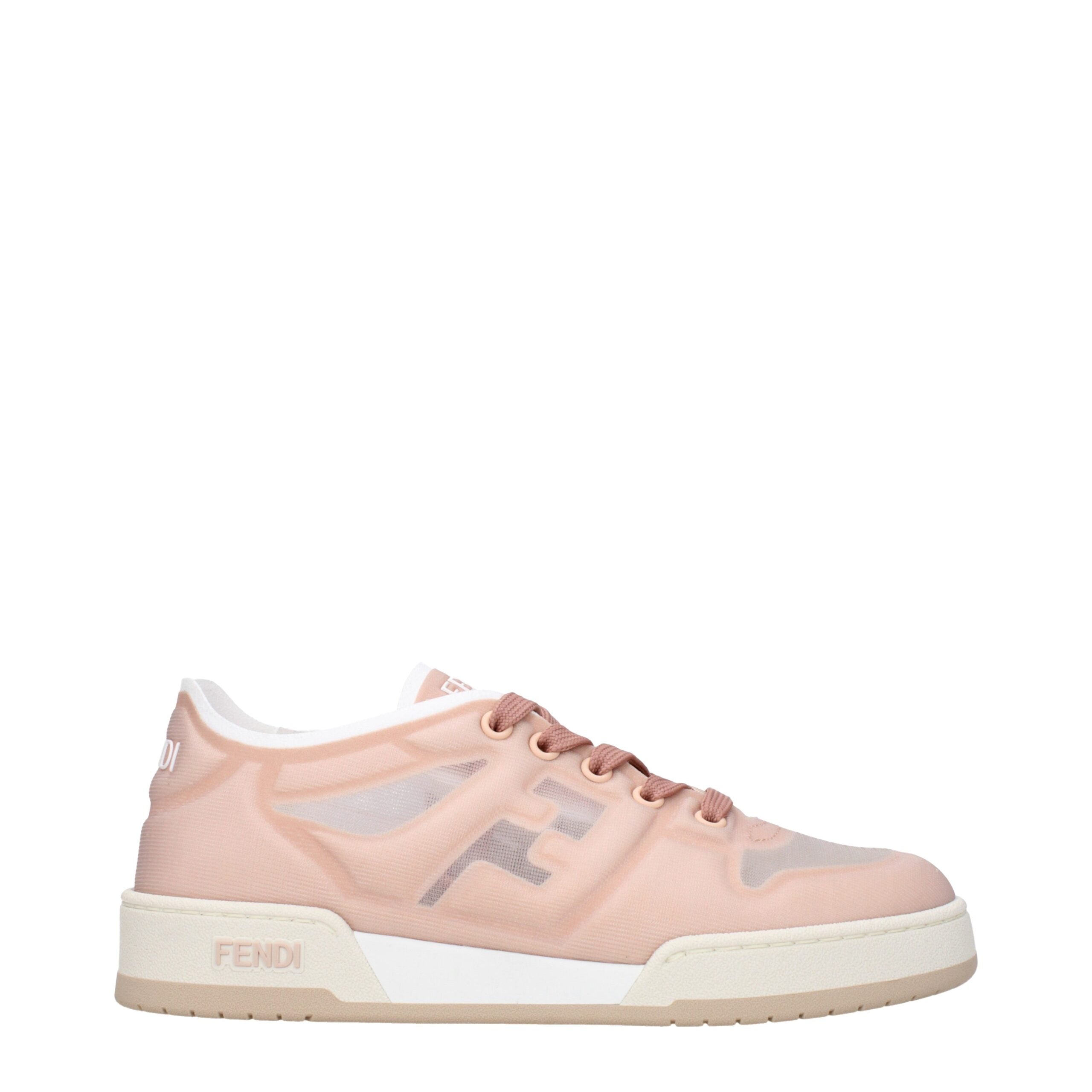 Fendi Sneakers Low Top in Rete Rosa con Dettagli Logo