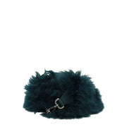 Fendi Tracolla in Pelle Verde con Logo e Chiusura a Gancetto