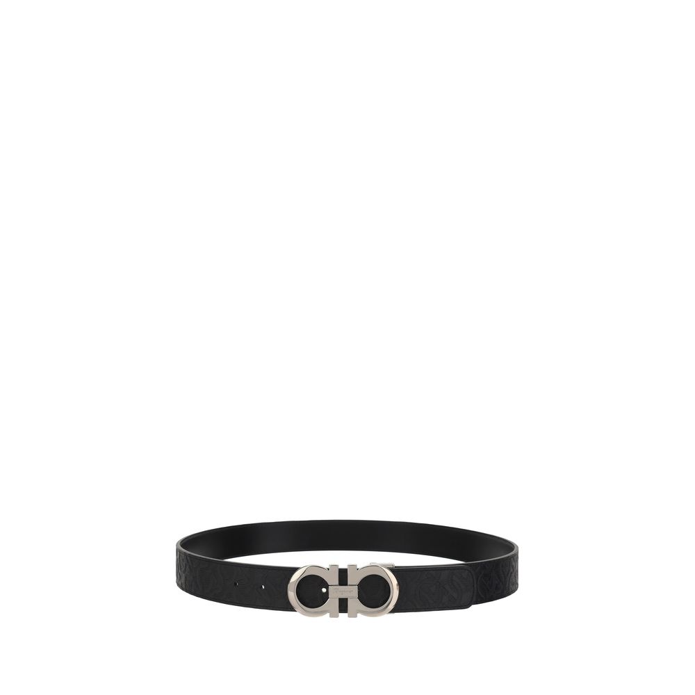 Ferragamo Black Calf Leather Bos Taurus Regular Belt