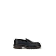 Ferragamo Mocassini Penny Loafers in Pelle Spazzolata Nera Suola Carrarmato
