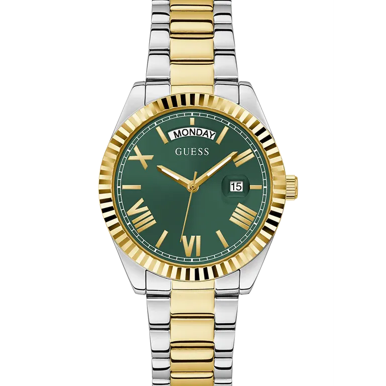 Guess Women's Gold and Green Milanese Mesh Watch GW0308L5