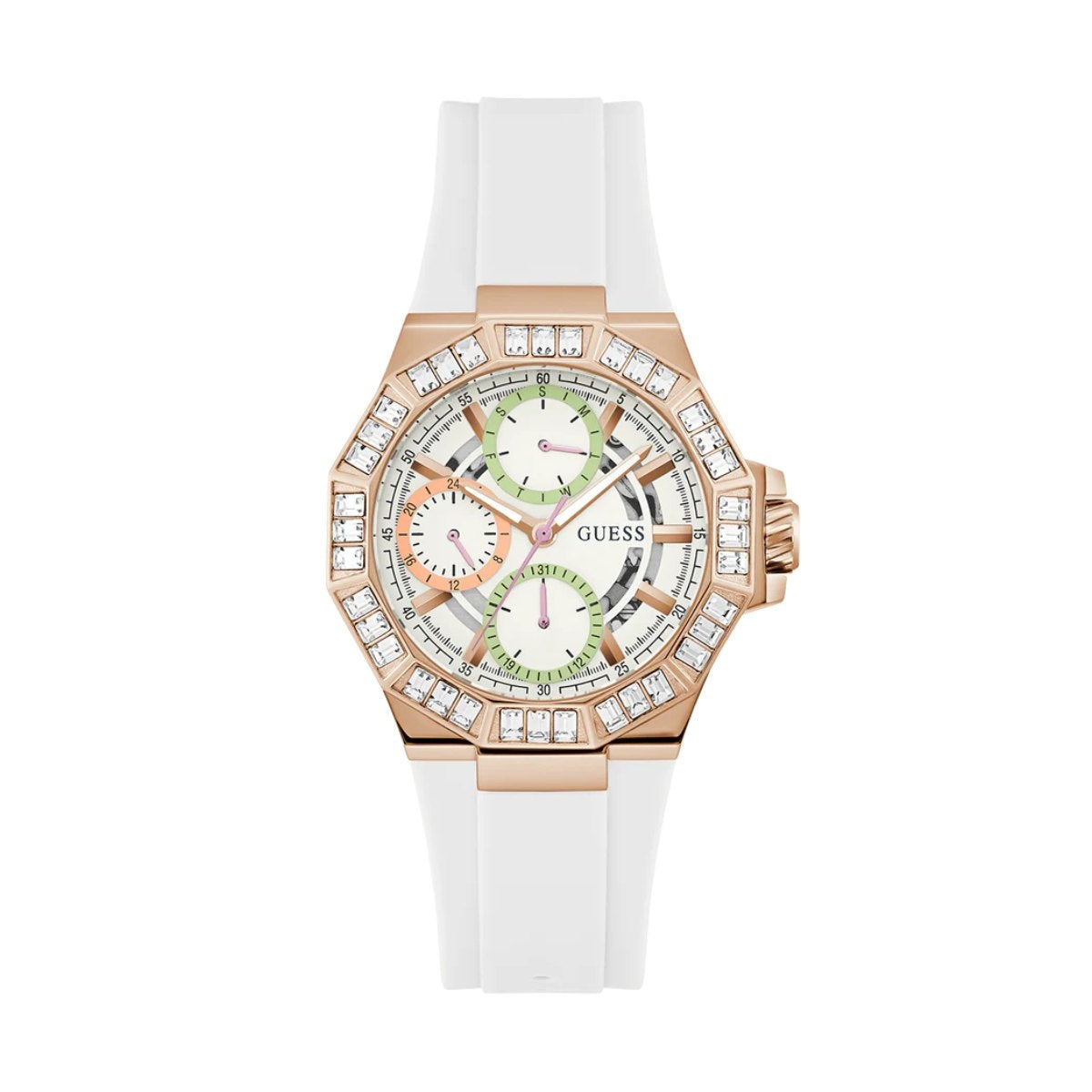 Guess Women's Watch GW0695L3 Rose Gold Green Crystals