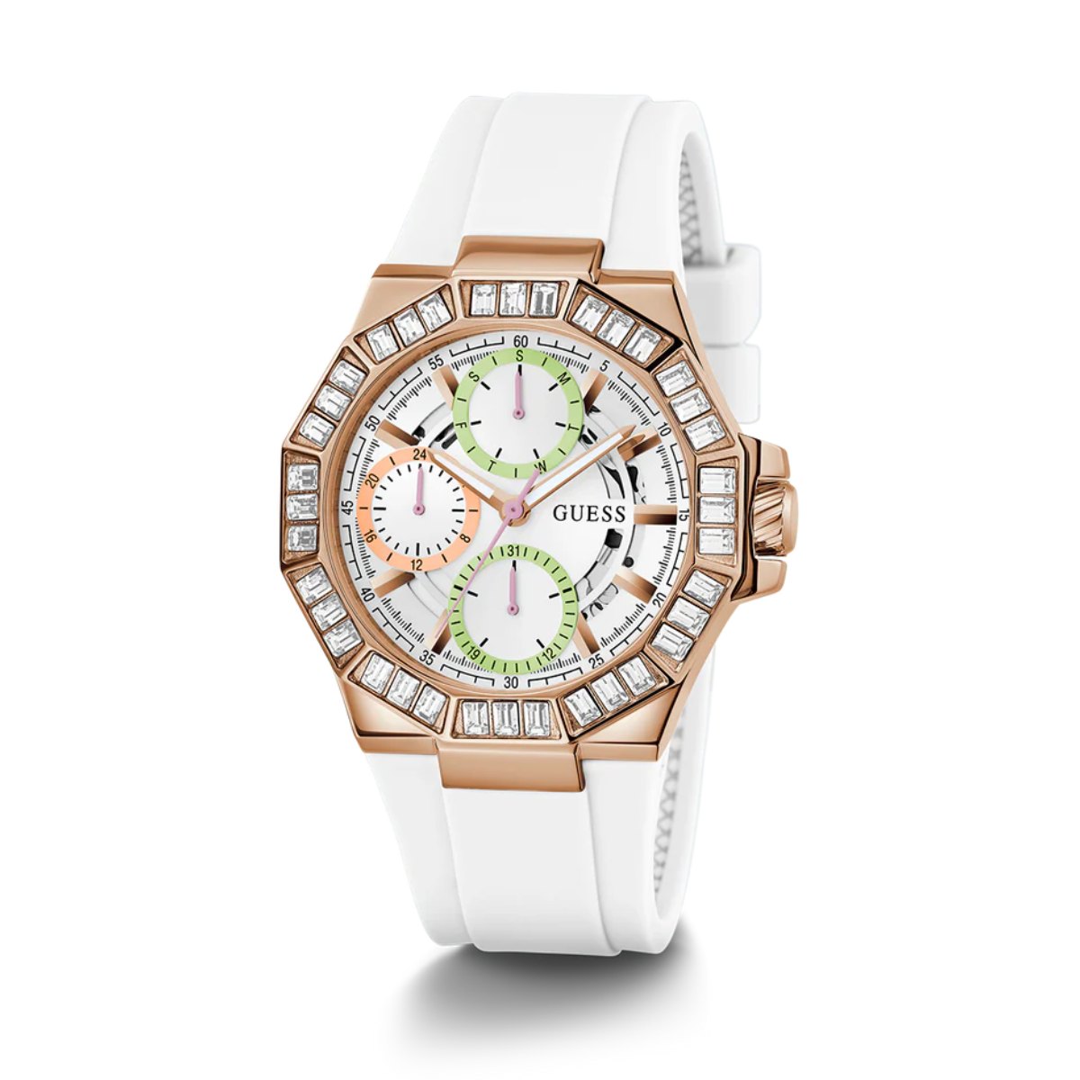 Guess Women's Watch GW0695L3 Rose Gold Green Crystals