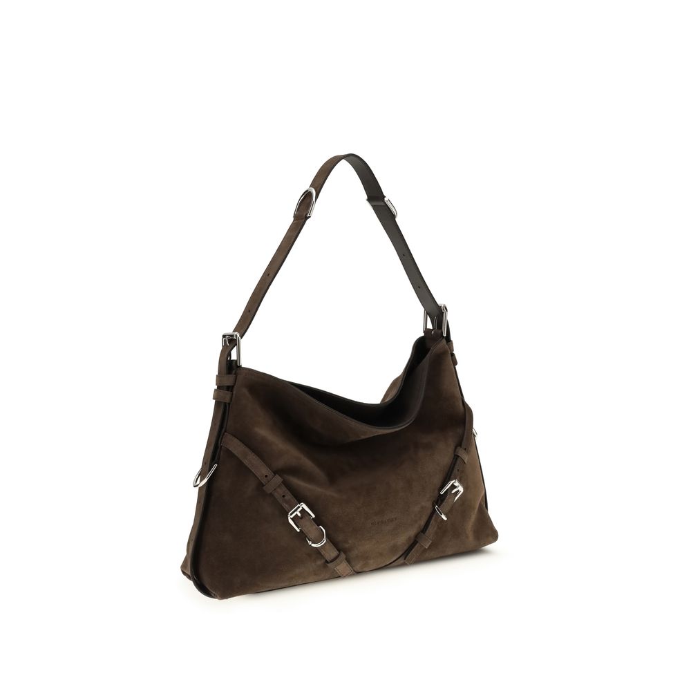 Givenchy Borsa a Tracolla Voyou Medium in Pelle Scamosciata Lucida Nera