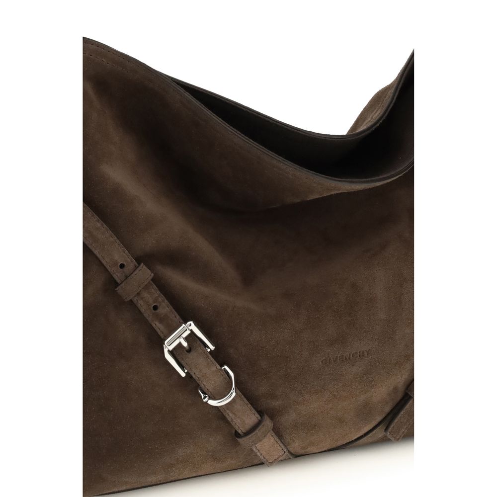 Givenchy Borsa a Tracolla Voyou Medium in Pelle Scamosciata Lucida Nera