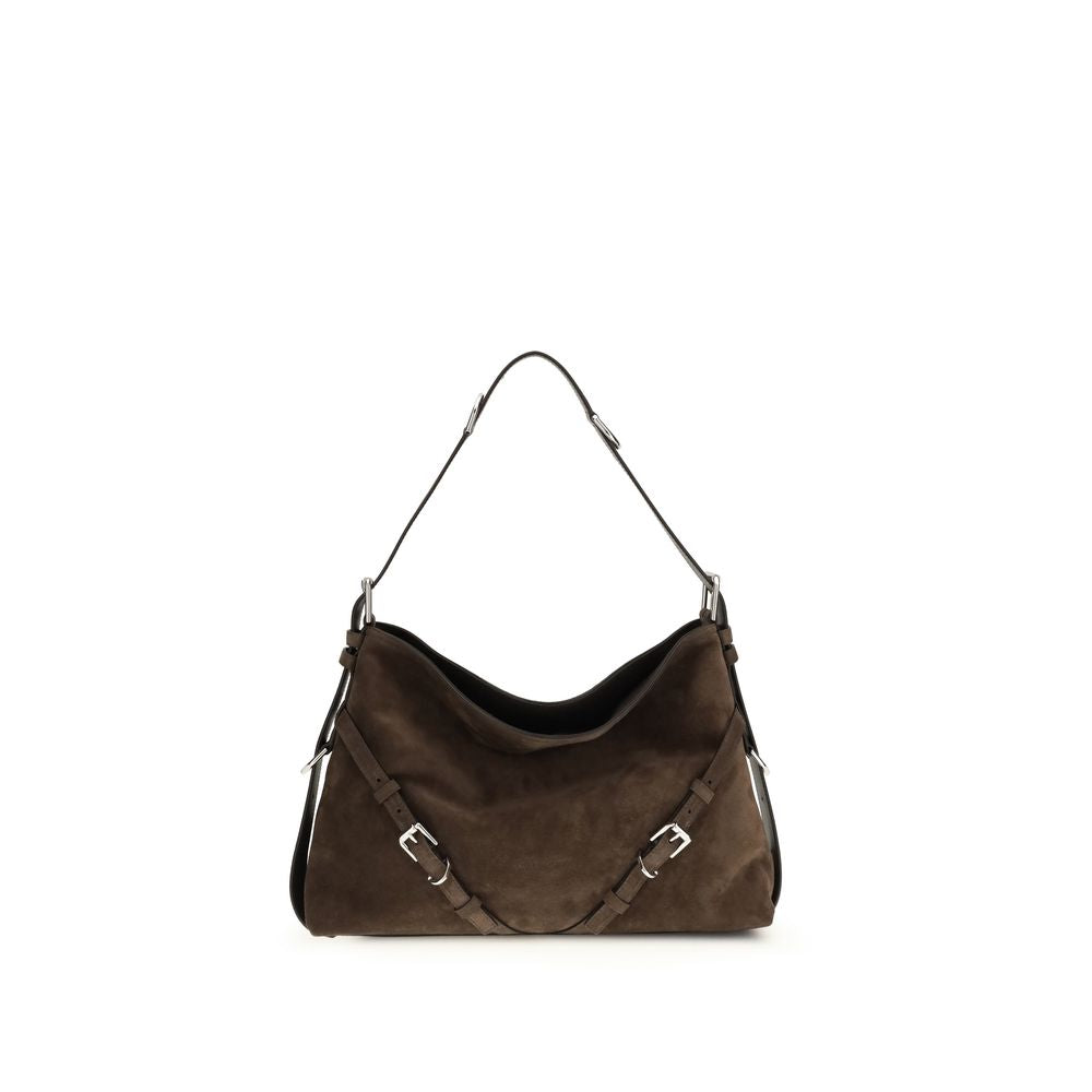 Givenchy Borsa a Tracolla Voyou Medium in Pelle Scamosciata Lucida Nera