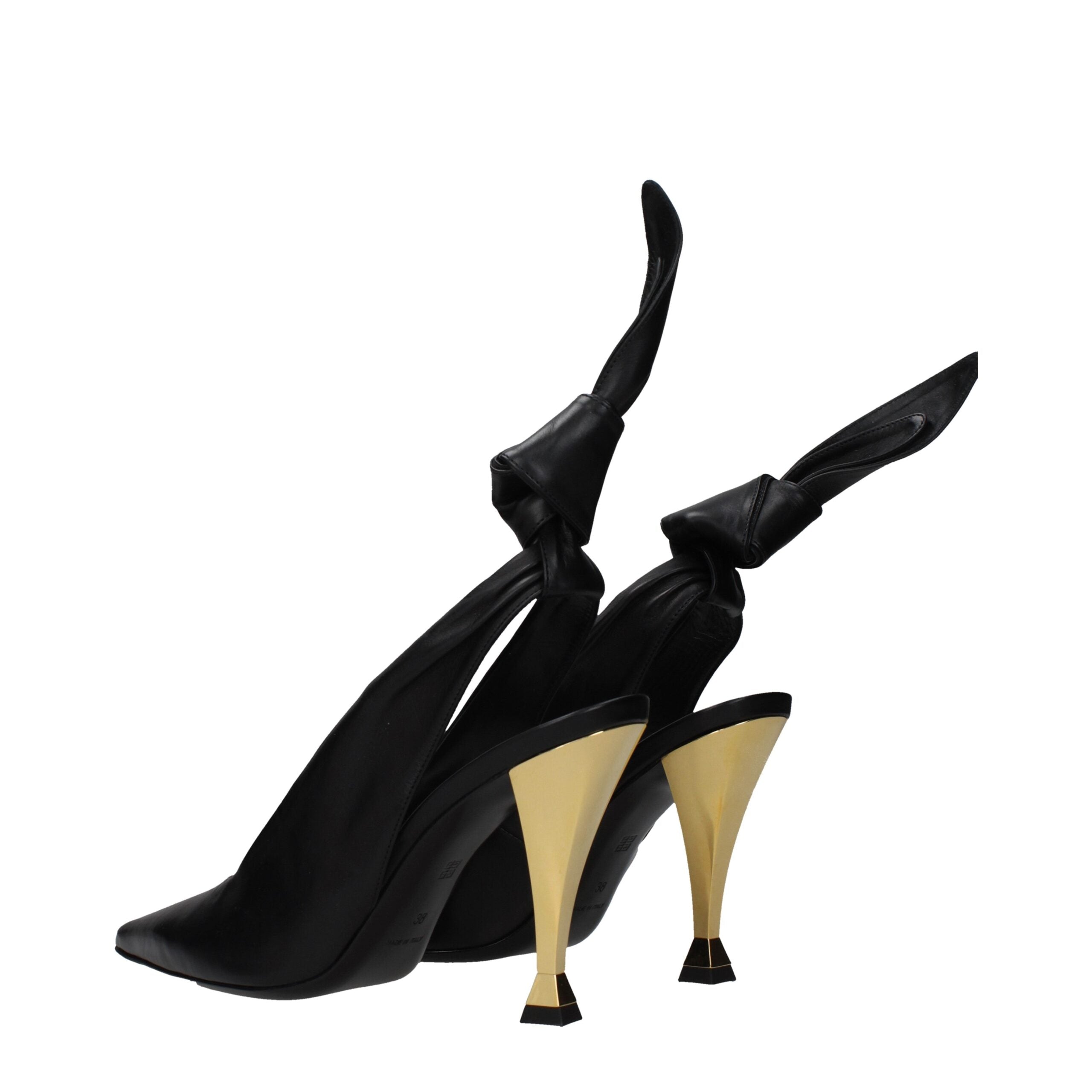 Givenchy Sandali Tacco Alto in Pelle Nera Effetto Vintage