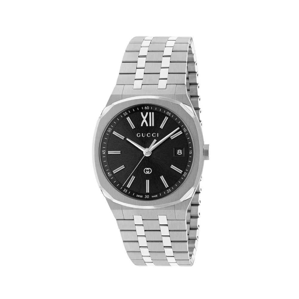 Gucci 25H YA163438 unisex black dial watch