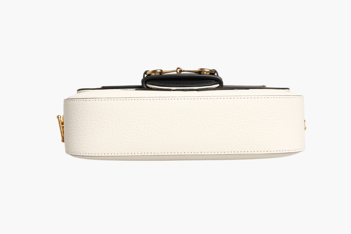 Gucci x Adidas Horsebit 1955 White Black Calfskin Leather Shoulder Bag