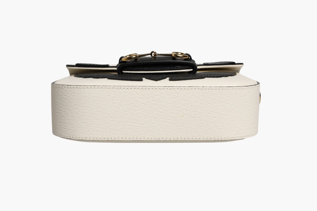 Gucci x Adidas Horsebit 1955 White Black Calfskin Leather Shoulder Bag